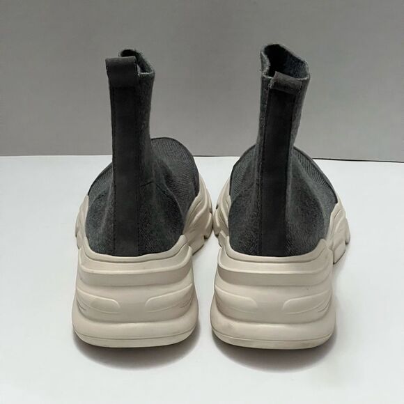 ZARA Sock Knit Sneakers Women’s Sz 8 Gray Stretch Comfy 2.5” Heel Chunky Booties - Picture 10 of 12